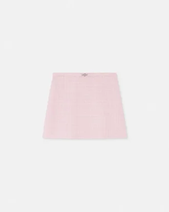 Fustă mini A-line din crep de lână tweed