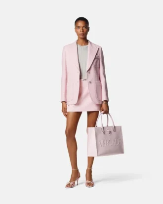 Fustă mini A-line din crep de lână tweed
