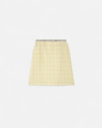Fustă mini A-line din tweed cu cristale