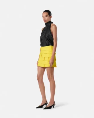 Fustă mini ajustată din satin reversibil