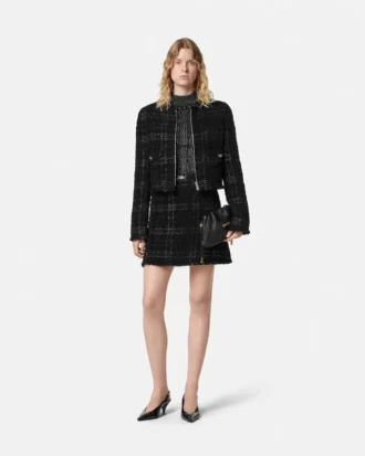 Fustă mini din bumbac tweed