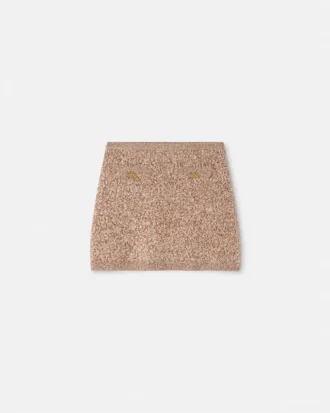 Fustă mini din tricot cu amestec de cașmir Mouliné Fustă mini din tricot cu amestec de cașmir Mouliné