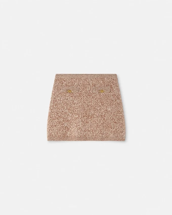 Fustă mini din tricot cu amestec de cașmir Mouliné Fustă mini din tricot cu amestec de cașmir Mouliné