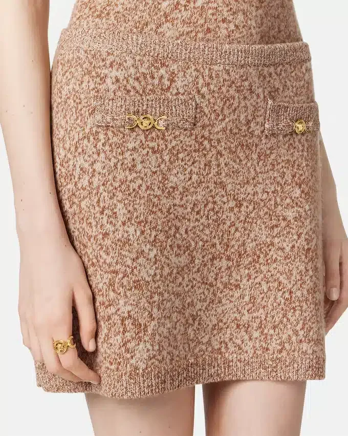Fustă mini din tricot cu amestec de cașmir Mouliné Fustă mini din tricot cu amestec de cașmir Mouliné