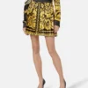 Fustă mini plisată din twill de mătase imprimat Fustă mini plisată din twill de mătase imprimat