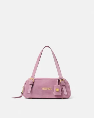 Geantă de umăr Versace Tag din piele întoarsă Geantă de umăr Versace Tag din piele întoarsă