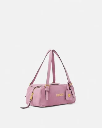 Geantă de umăr Versace Tag din piele întoarsă Geantă de umăr Versace Tag din piele întoarsă
