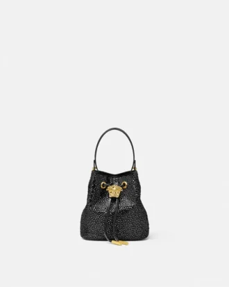 Geantă mini bucket din satin cu ornamente La Medusa Geantă mini bucket din satin cu ornamente La Medusa