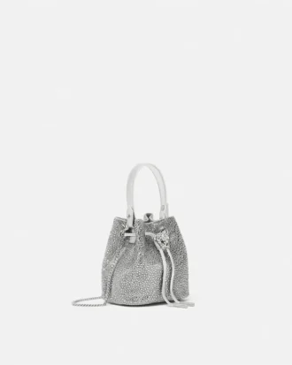 Geantă mini bucket din satin cu ornamente La Medusa Geantă mini bucket din satin cu ornamente La Medusa