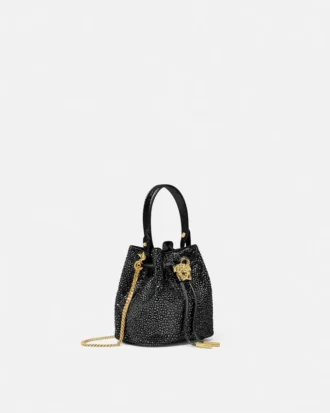 Geantă mini bucket din satin cu ornamente La Medusa Geantă mini bucket din satin cu ornamente La Medusa