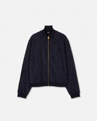 Hanorac cu fermoar din bumbac jacquard Barocco