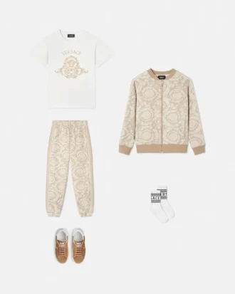 Hanorac cu fermoar din bumbac jacquard pentru copii