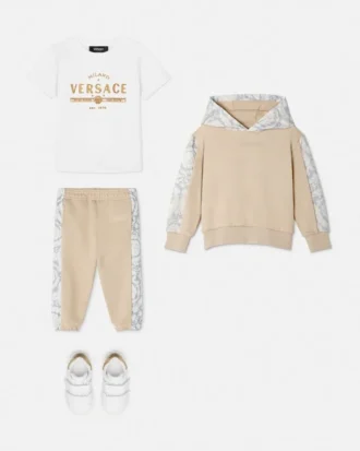Hanorac cu glugă din bumbac jersey imprimat pentru copii