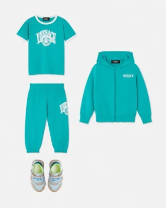 Hanorac cu glugă și fermoar din bumbac jersey imprimat pentru copii