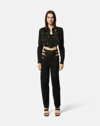 Jacheta cropped din denim