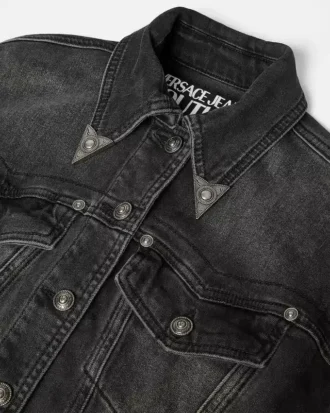 Jacheta din denim cu emblemă florală V-Emblem