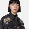 Jacheta din denim cu plasă metalică Jacheta din denim cu plasă metalică