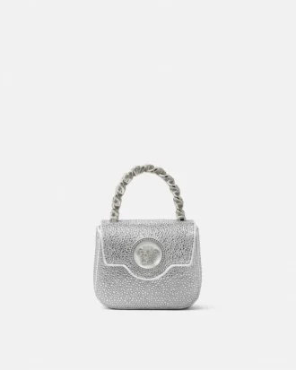Mini geantă din satin cu ornamente La Medusa