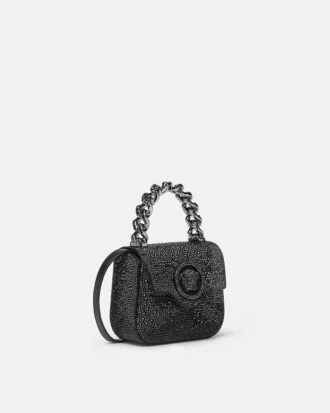 Mini geantă din satin cu ornamente La Medusa