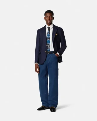 Pantaloni de tâmplar din pânză supra-vopsită