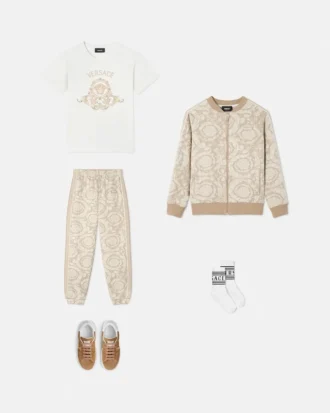 Pantaloni de trening din bumbac jacquard pentru copii