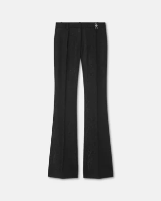 Pantaloni din amestec de lână și jacquard cu imprimeu piton