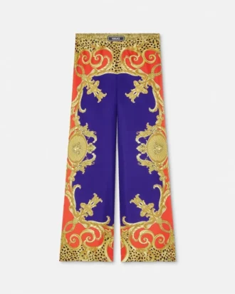 Pantaloni din mătase Cheetah Barocco Silk