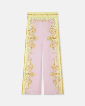 Pantaloni din twill de mătase imprimați