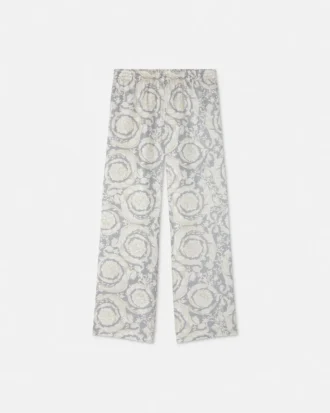 Pantaloni din twill de mătase imprimați pentru copii
