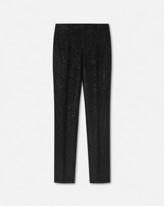 Pantaloni formali din jacquard cu imprimeu leopard Pantaloni formali din jacquard cu imprimeu leopard