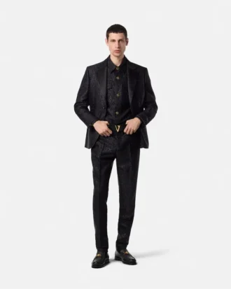 Pantaloni formali din jacquard cu imprimeu leopard Pantaloni formali din jacquard cu imprimeu leopard