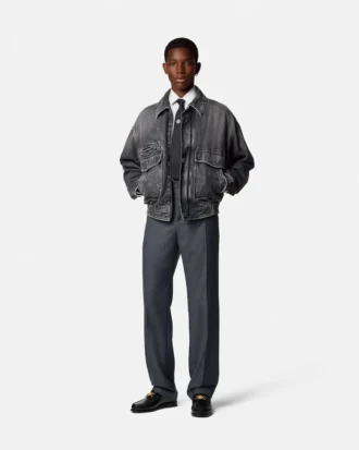 Pantaloni jogger din lână cu micro-carouri