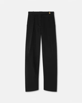Pantaloni largi din gabardină, cu talie joasă