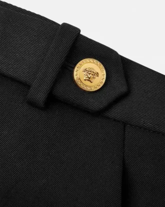 Pantaloni largi din gabardină, cu talie joasă