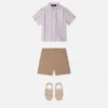 Pantaloni scurți din bumbac seersucker brodați pentru copii Pantaloni scurți din bumbac seersucker brodați pentru copii