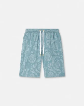Pantaloni scurți din denim jacquard Barocco