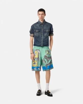 Pantaloni scurți din mătase Versace Safari