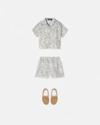 Cămașă din twill de mătase cu imprimeu pentru copii