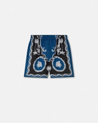 Pantaloni scurți slim din twill de mătase imprimat Pantaloni scurți slim din twill de mătase imprimat