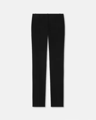 Pantaloni slim din gabardină elastică de lână