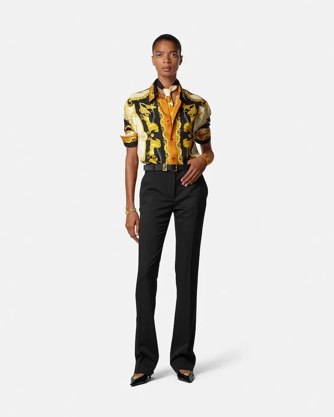 Pantaloni slim din gabardină elastică de lână Pantaloni slim din gabardină elastică de lână