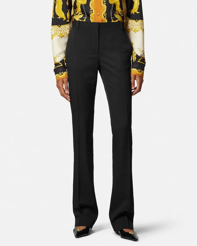 Pantaloni slim din gabardină elastică de lână Pantaloni slim din gabardină elastică de lână