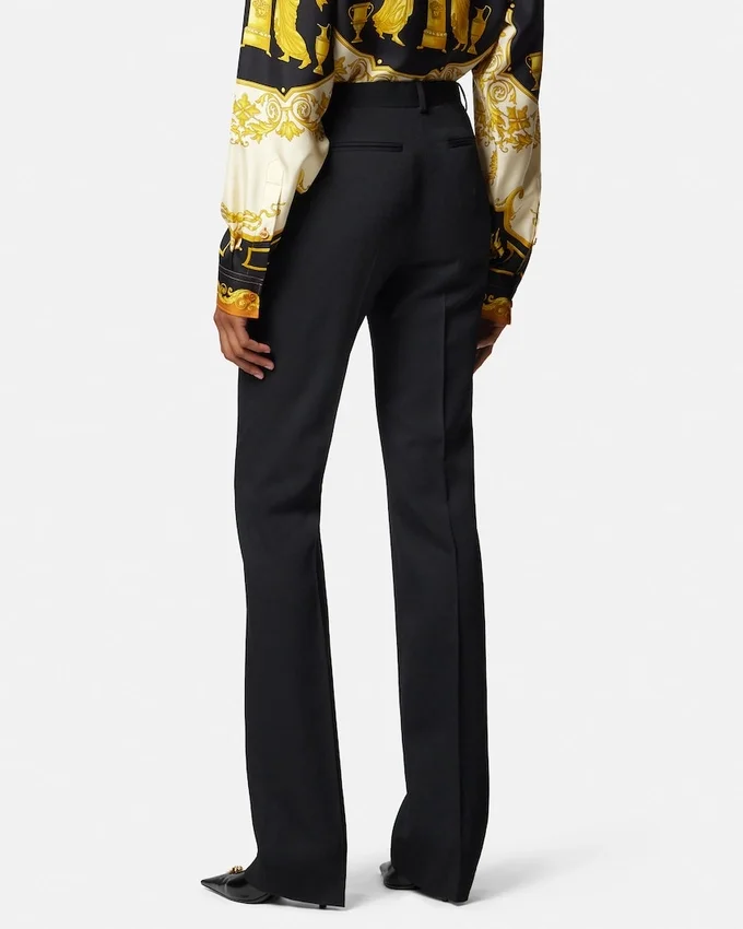 Pantaloni slim din gabardină elastică de lână Pantaloni slim din gabardină elastică de lână