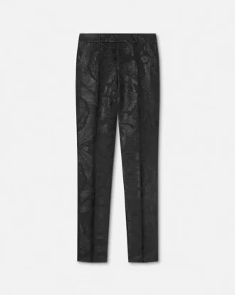 Pantaloni slim formali din lână și viscoză jacquard Pantaloni slim formali din lână și viscoză jacquard