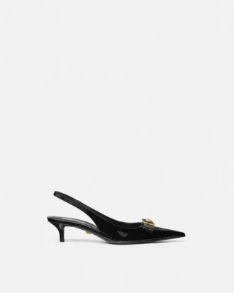 Pantofi cu baretă din piele lăcuită cu fundă Gianni Ribbon 45 mm