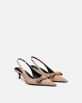 Pantofi cu baretă din piele lăcuită cu fundă Gianni Ribbon 45 mm