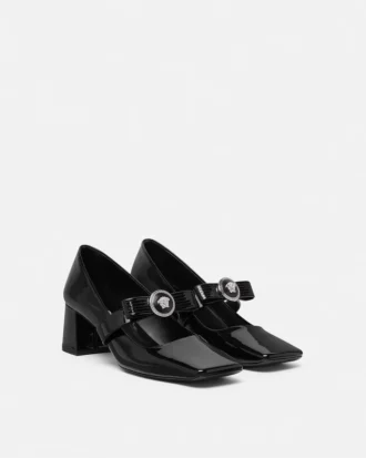 Pantofi cu toc gros Gianni Ribbon din piele lăcuită 55 mm Pantofi cu toc gros Gianni Ribbon din piele lăcuită 55 mm