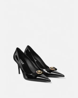 Pantofi cu vârf ascuțit din piele lăcuită Gianni Ribbon 85 mm