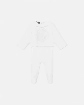 Pijama din bumbac jersey brodată pentru bebeluși