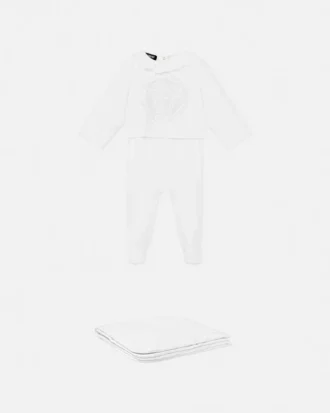 Pijama din bumbac jersey brodată pentru bebeluși